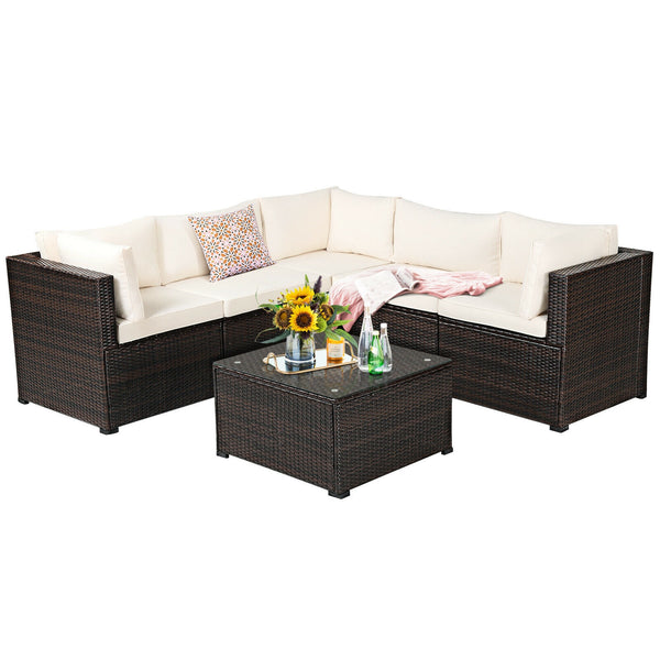 Weather-resistant PE rattan wicker for long outdoor use <br>Sturdy steel frame with excellent stability and sturdiness <br>L-shaped footpads protect the floor and enhance stability <br>Thick and soft cushions for extra comfort <br>Detachable covers of cus