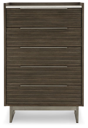 Arkenton - Grayish Brown / White - Five Drawer Chest