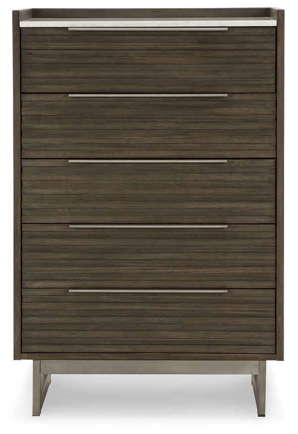 Arkenton - Grayish Brown / White - Five Drawer Chest