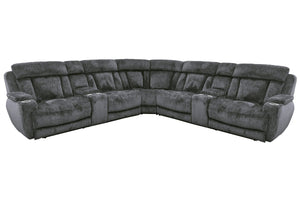 Dalton - 7 Piece Modular Power Reclining Sectional With Power Adjustable Headrests - Lucky Charcoal