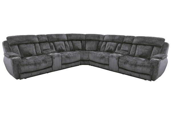 Dalton - 7 Piece Modular Power Reclining Sectional With Power Adjustable Headrests - Lucky Charcoal