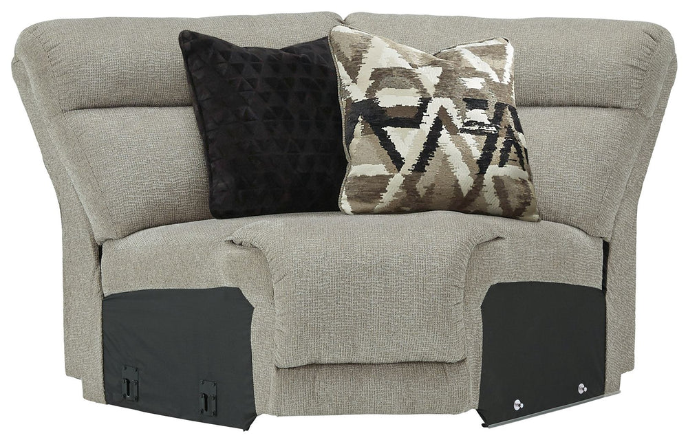 This wedge is made with polyester upholstery. Pairs with other items in the series to make a sectional.<br><br><b>Additional Dimensions</b><br><ul><li>Minimum width of doorway for delivery: 32-"</li><li>Seat depth: 23-"</li><li>Seat height: 19-"</li><li>T