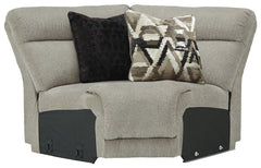 This wedge is made with polyester upholstery. Pairs with other items in the series to make a sectional.<br><br><b>Additional Dimensions</b><br><ul><li>Minimum width of doorway for delivery: 32-"</li><li>Seat depth: 23-"</li><li>Seat height: 19-"</li><li>T