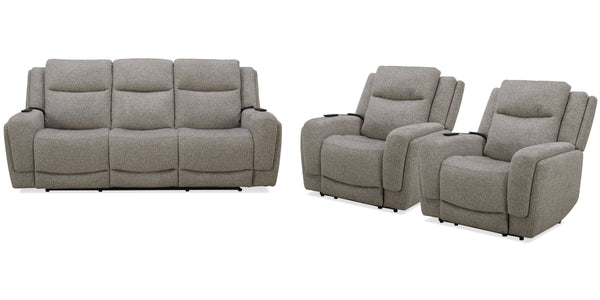 Penfield offers a remote control for a zero-gravity recline, power headrest, lumbar support, and heat and massage features for added relaxation. Made from durable and soft 100% polyester fabric, the Penfield has stylish two-tiered track arms. The sofa inc