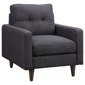 Discover a fusion of contemporary design and luxurious comfort in this accent lounge chair, where horizontal channeling meets the rich texture of bouclÃ© fabric. The thick, clear acrylic frame, crafted with the highest quality, surrounds the upholstered e