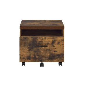  the Bob file cabinet is made from the same weathered Oak material to add harmony and function to the desk. It features a file drawer and open space for storage