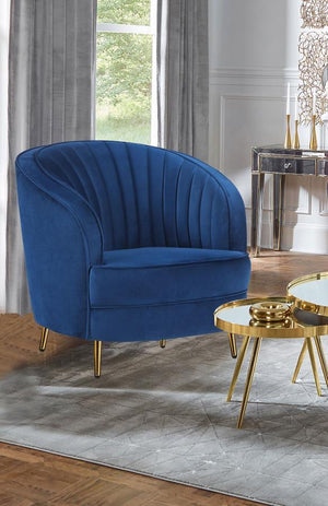  upholstered in vibrant blue velvet for a bold