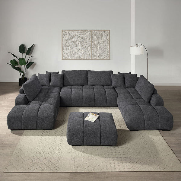 Chosen - Sectional Sofa With 3 Pillows - Dark Gray