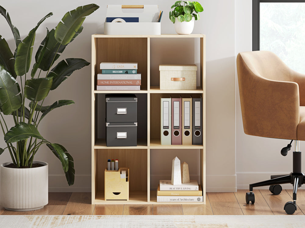 Keep clutter out from underfoot with this six-cube organizer. The natural finish over replicated ash wood grain is warm and inviting, all while keeping your toys, knickknacks and other items stored away. The perfect marriage of style and function, this or