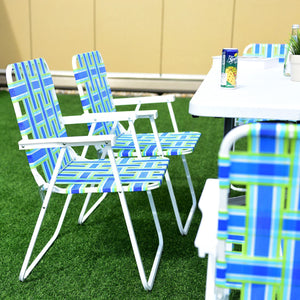 Solid and reinforced steel frame with anti-rust coating  holds up to 265 lbs <br>Made with high-quality fade resistant webbing <br>Easy to set up and no tools required <br>Portable design folds quickly and easily for simple transport and storage <br>Inclu