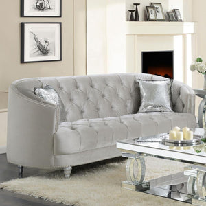 Avonlea - Upholstered Sloped Arm Sofa Velvet - Pearl Silver