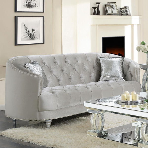 Avonlea - Upholstered Sloped Arm Sofa Velvet - Pearl Silver