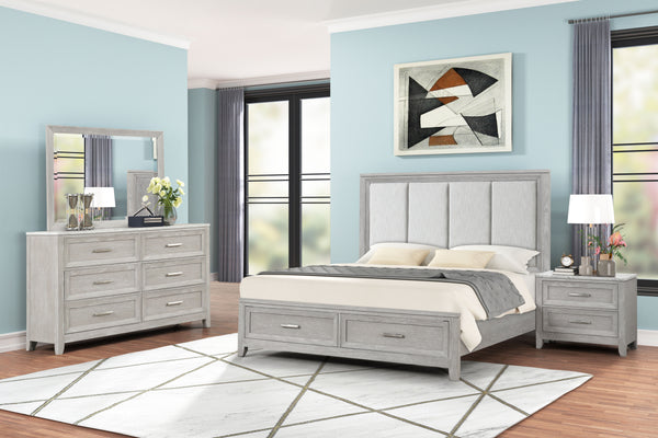  designed for ultimate comfort and convenience. The bed is complemented by a 6-drawer dresser and a 2-drawer nightstand