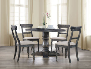 KD, Round Single Pedestal Table (NO Storage) Wooden Fixed Top: Weathered Finish, Straight Profile, Knotty Oak Veneer w/MDF: 18+18mm (NO Leaf/NO Apron) Wooden Single Pedestal: 14-" Empire Column Base<br/><br/><b>Product Features</b><ul><li>Round Single Ped