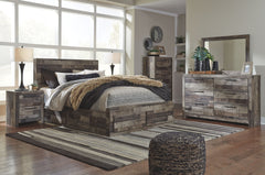 Rustic butcher block finish over replicated pine grain with authentic touch. Cases feature a framed front and pilasters. Bed features a thick and heavy design. Contemporary handles in an antiqued gunmetal finish. Side roller glides for smooth operating dr