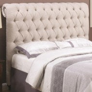 Devon California King Rolled Headboard in Beige Fabric