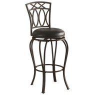Dining Chairs and Bar Stools 29" Elegant Metal Barstool with Black Faux Leather Seat