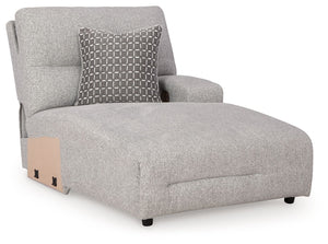 This right-arm facing power reclining back chaise is made with Next-Gen Nuvellaâ„¢ (polyester) upholstery. Pairs with other items in the series to make a sectional.<br><br><b>Additional Dimensions</b><br><ul><li>Arm height: 25-"</li><li>Seat height: 20-"<