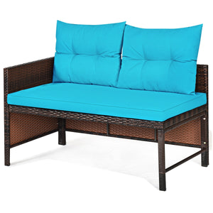 Outdoor sectional sofa  available for 3-4 friends comfortably with a glass table to hold food and drinks <br>Premium transparent tempered glass top  securely placed on the sturdy wicker table  more convenient to clean <br>L-shape design fits any corner of