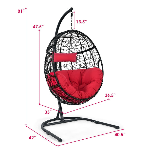 Rugged frame ensure the stability<br>Combined with non-slip pads for increased stability<br>Comfortable pillow and cushion are included for enhanced comfort<br>Safety hook and hanging chain provide better balance<br>Widely used indoor or outdoor<br>Relax 