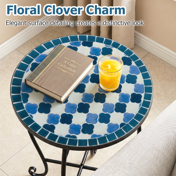 Robust metal frame with a stable X base<br>Features protective feet to avoid scratches<br>Serves as an outdoor side table or plant stand<br>Designed for backyard  poolside area  or indoors<br>Smooth surface for convenient maintenance<br>Assembly needed<br
