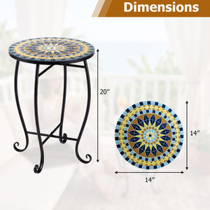 Robust metal frame with a stable X base<br>Features protective feet to avoid scratches<br>Serves as an outdoor side table or plant stand<br>Designed for backyard  poolside area  or indoors<br>Smooth surface for convenient maintenance<br>Assembly needed<br