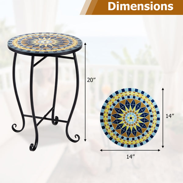 Robust metal frame with a stable X base<br>Features protective feet to avoid scratches<br>Serves as an outdoor side table or plant stand<br>Designed for backyard  poolside area  or indoors<br>Smooth surface for convenient maintenance<br>Assembly needed<br