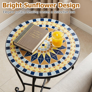 Robust metal frame with a stable X base<br>Features protective feet to avoid scratches<br>Serves as an outdoor side table or plant stand<br>Designed for backyard  poolside area  or indoors<br>Smooth surface for convenient maintenance<br>Assembly needed<br