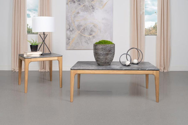 Polaris - Rectangular Smart Top Coffee Table - Gray And Light Oak