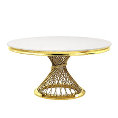 With modern and classic design elements perfectly merged into one to create the Fallon dining table. The round white marble tabletop is classic and will always stay in fashion, paired with the fresh gleaming golden base to create a chic piece. The single 