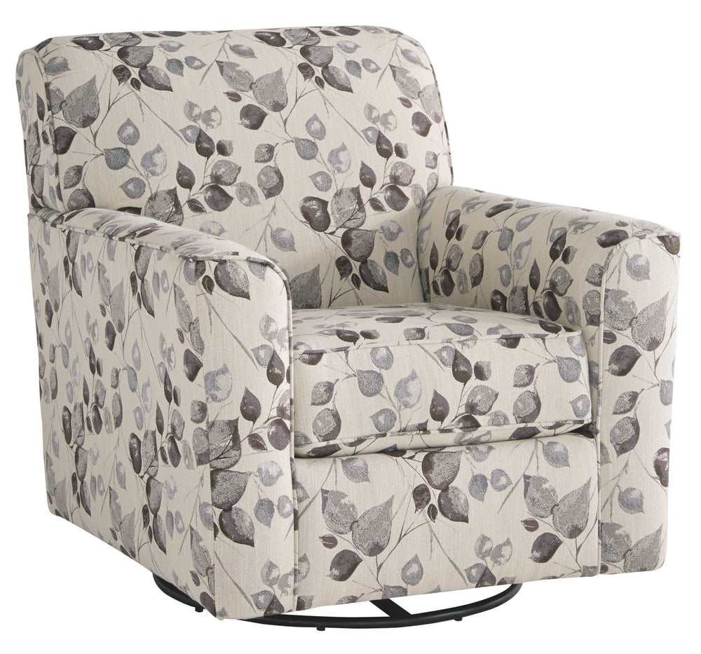 This vine-patterned swivel accent chair is the natural choice when it comes to cool and contemporary decor. Form follows function in the sleek design and smooth 360-degree turning radius. What a fresh take on living room seating.<br><br><b>Additional Dime