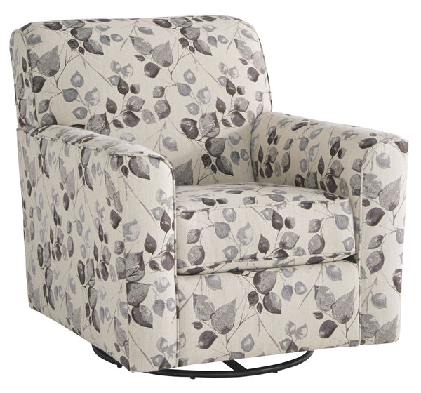 This vine-patterned swivel accent chair is the natural choice when it comes to cool and contemporary decor. Form follows function in the sleek design and smooth 360-degree turning radius. What a fresh take on living room seating.<br><br><b>Additional Dime