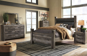 Wynnlow - Gray - Queen Upholstered Poster Bed