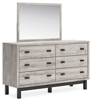 Craft a contemporary hideaway without breaking the bank. An elegant juxtaposition of refined neutral hues, this two-toned dresser with mirror brings sleek style to your space. Matte black drawer handles enhance the sheer simplicity of its profile. With th