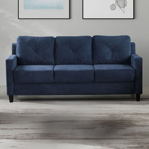 Experience ultimate comfort and style with Horatio navy Chenille sofa.The tight back and seat cushions ensure a comfortable seating experience, supported by pocket coil construction and a sturdy wooden inner frame. This set is perfect for creating a moder