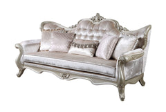 The Monique Royal Classic Sofa in champagne epitomizes heirloom-quality craftsmanship and timeless elegance. Expertly constructed from premium pine solids and adorned with durable polyurethane carvings, this sofa is lightweight, moisture-resistant, and pe