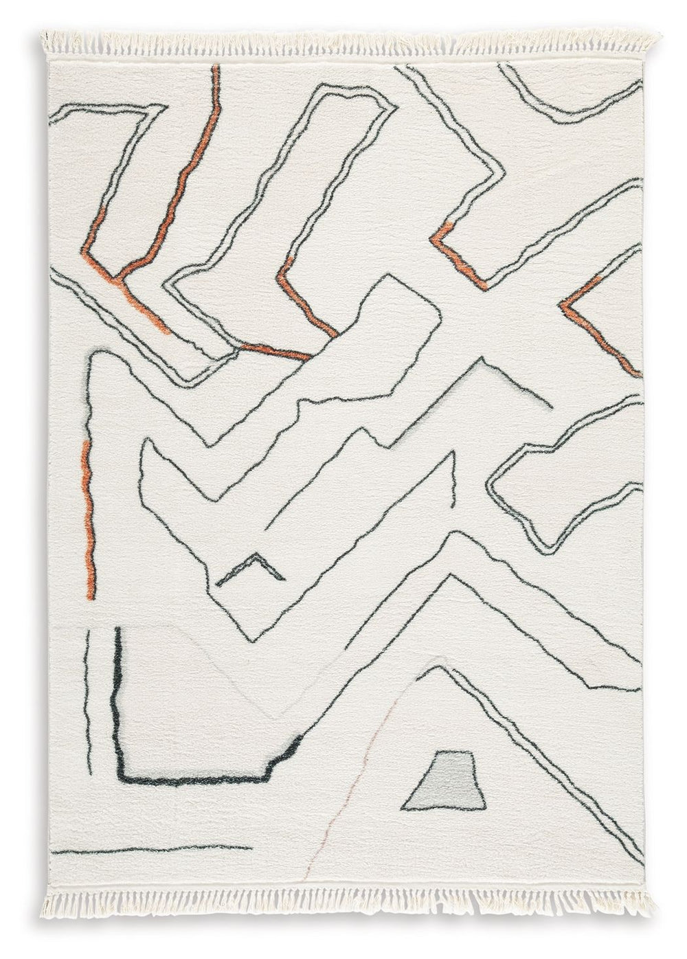 In a mesh of neutral tones, this accent rug features a modern abstract design that will warm your living space. Freeform lines with a knotted tassel edge elevate the look, and the medium pile height adds just the right amount of cushion underfoot. And it-