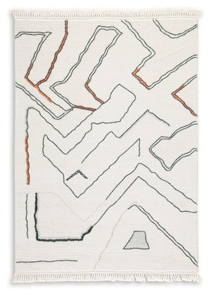 In a mesh of neutral tones, this accent rug features a modern abstract design that will warm your living space. Freeform lines with a knotted tassel edge elevate the look, and the medium pile height adds just the right amount of cushion underfoot. And it-