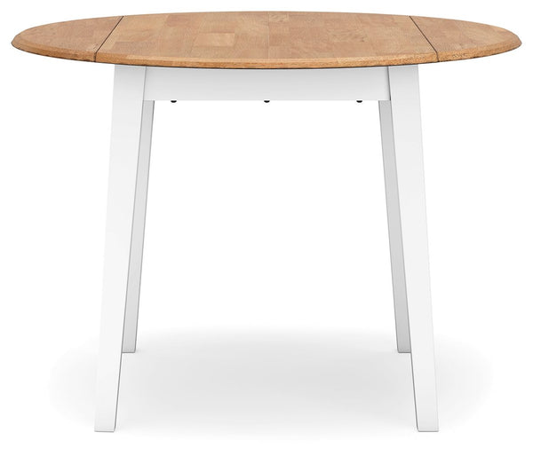 Gesthaven - Natural / White - Round Dining Room Drop Leaf Table