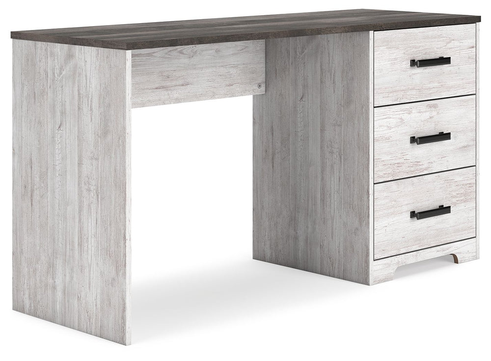Add an air of quaint productivity to your work-from-home or schoolwork setup. This home office desk fits right in with modern farmhouse aesthetics. Design highlights include a two-tone finish and warm pewter-tone hardware. Looking to bring delightful home
