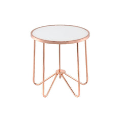 This Alivia modern occasional table brings a unique yet classy look to your living room. With effortless infusion of frosted glass and unique retro inspired rose gold metal base, this piece will naturally blend in your living room, making it a statement o