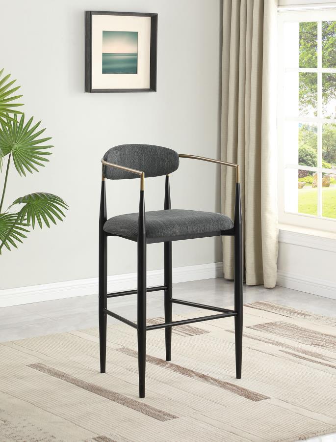 Take your kitchen or dining room decor to stylish new heights with the mid-century flair of a set of two modern barstools. Each offers an airy, open silhouette with its pairing of a plush seat and slender backrest, both with foam cushioning and stylish up