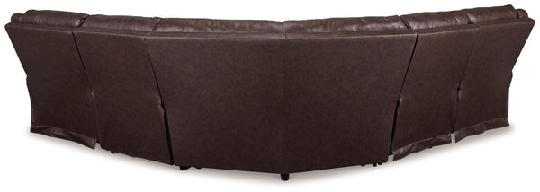 Punch Up - Walnut - 5-Piece Power Reclining Sectional