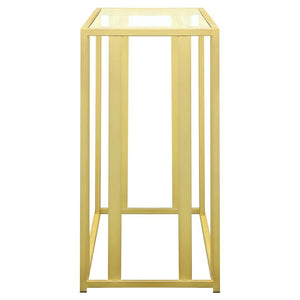 Adri - Glass Top Entryway Sofa Console Table - Matte Brass