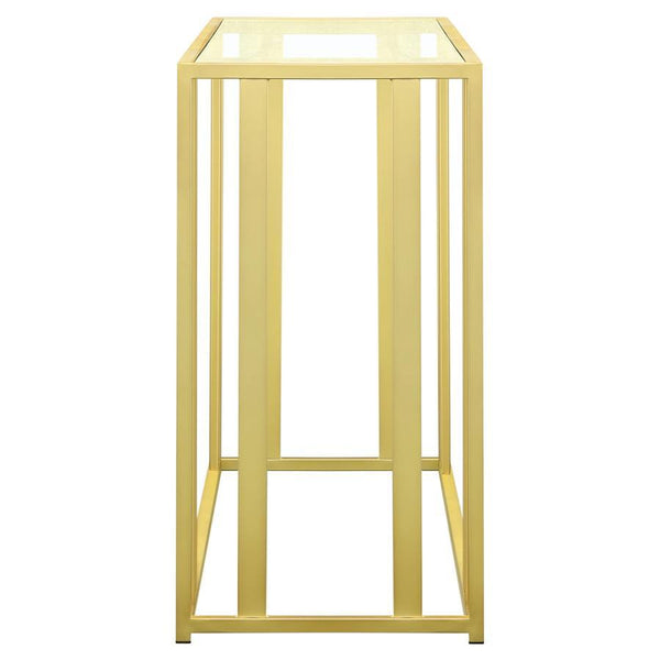 Adri - Glass Top Entryway Sofa Console Table - Matte Brass