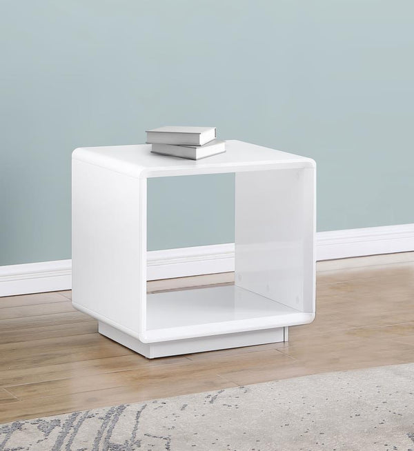  while the open shelf adds convenient utility. As an accent table or utility 
