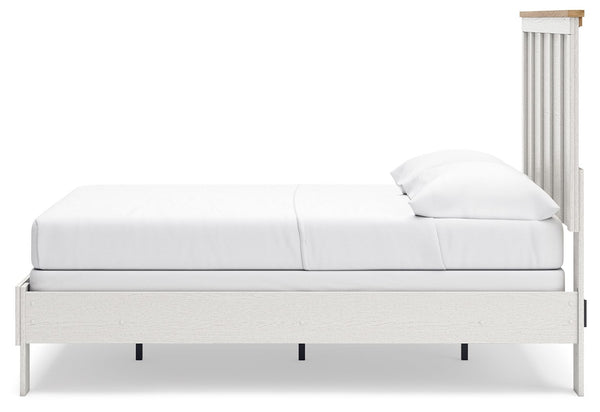 Linnocreek - White / Warm Brown - Full Panel Bed
