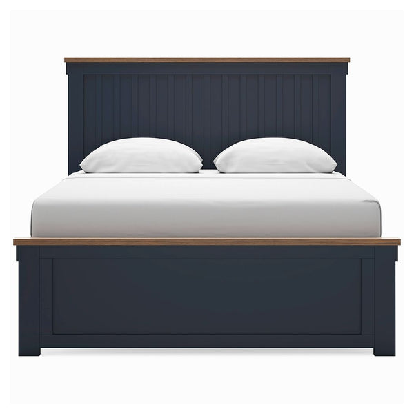 Landocken - Brown / Blue - Queen Panel Bed