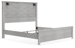  clean and casually modern. This king panel bedâ€™s wispy dove gray finish sets the tone for your calming sanctuary. Matte black sconce lights and an abstract design on the headboard bring a fresh look to the bedâ€™s simply stunning profile. <h4><b>C