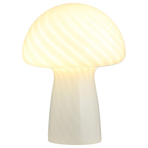  showcasing a charming mushroom-shaped silhouette. Its glossy finish enhances the lamp-'s minimalist design
